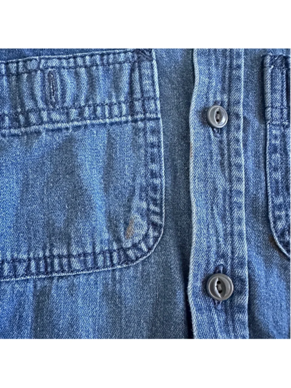 Old Navy Boys Denim Button Down Shirt M 8 Blue Chambray Long Sleeve Pocket